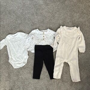 12 Month Baby Clothing Set - White and Black